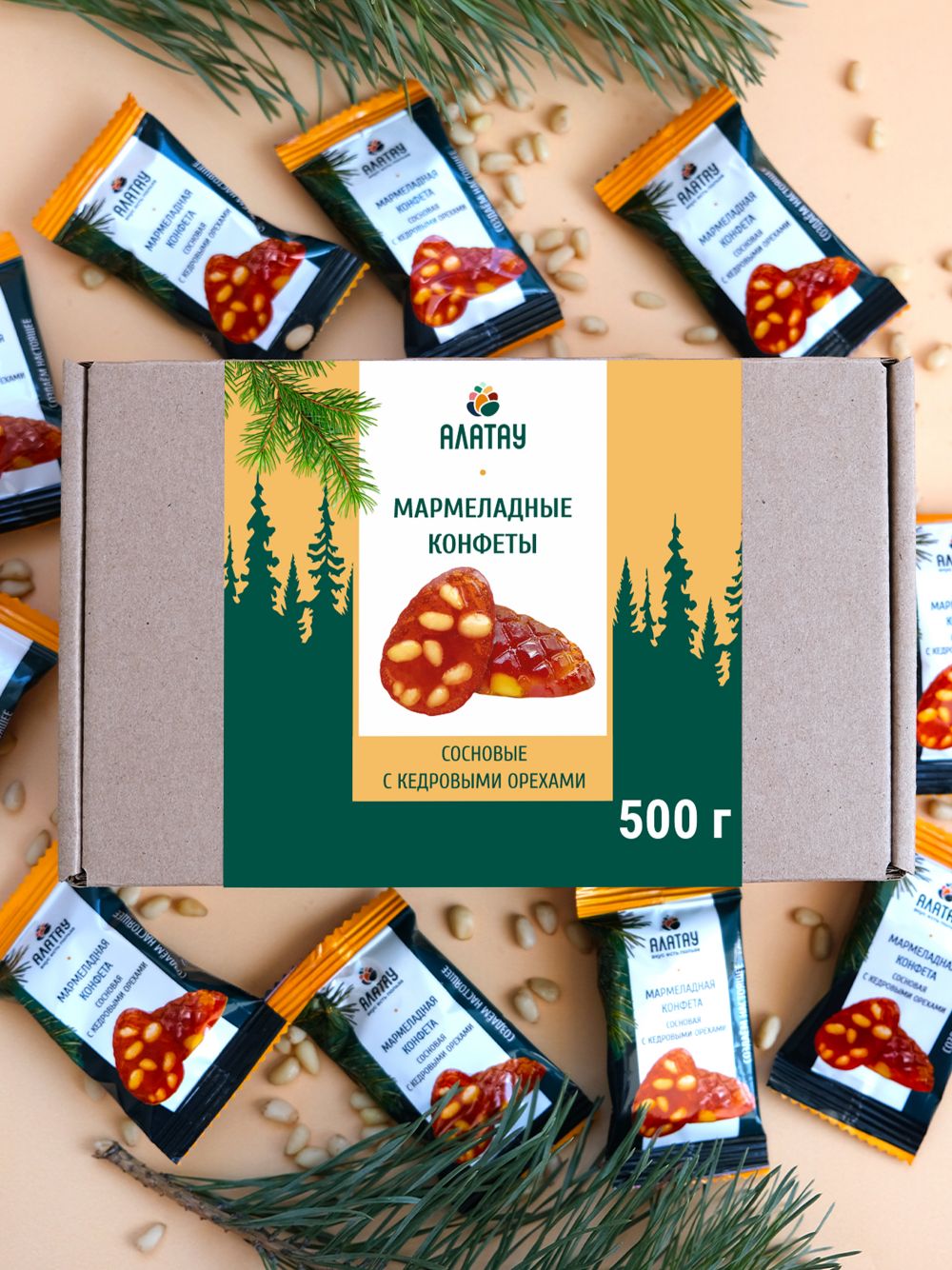 Мармелад сосновый с кедровыми орешками, 500 г Мармелад сосновый с кедровыми орешками, 500 г