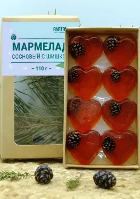Мармелад "Сердце" с сосновой шишкой в крафтовой коробке, 110 г Мармелад "Сердце" с сосновой шишкой в крафтовой коробке, 110 г