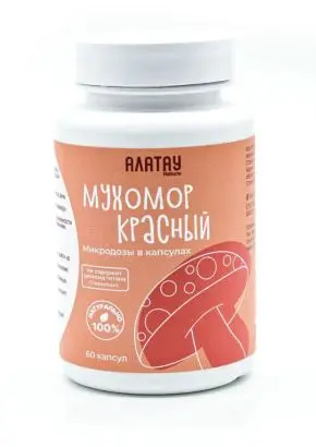 Мухомор Красный, микродозинг, Сушёный молотый 350мг., 60 капсул