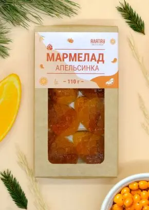 Мармелад ягодный Апельсинка в крафтовой коробке, 110г Мармелад ягодный Апельсинка в крафтовой коробке, 110г