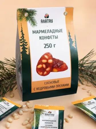 Мармелад сосновый с Кедровыми орешками, 250 гр Мармелад сосновый с Кедровыми орешками, 250 гр