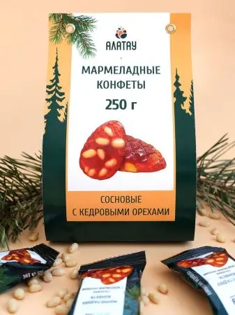 Мармелад сосновый с Кедровыми орешками, 250 гр Мармелад сосновый с Кедровыми орешками, 250 гр